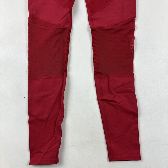 JoyLab Premium Mid-Rise Moto Red Leggings 7/8 Length Mesh Panels Size S Stretch - Picture 11 of 12